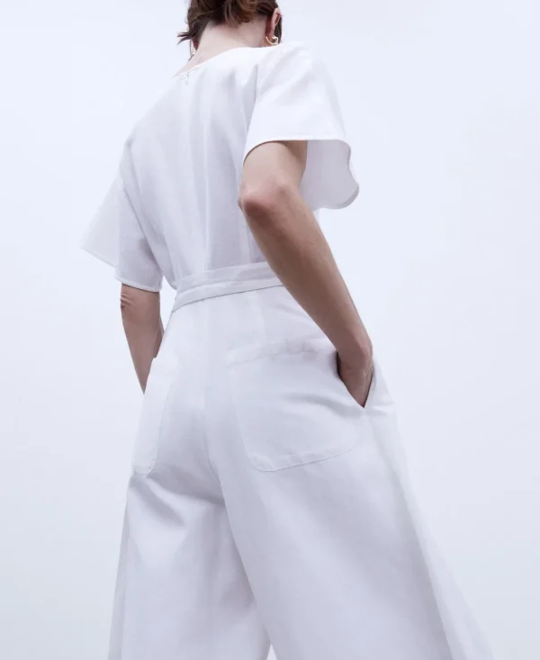 Adolfo Dominguez Vestidos Y Monos>Mono Manga Japonesa En Lino Europeo Blanco