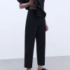 Adolfo Dominguez Pantalones>Pantalon Ancho Tobillero Algodon Etico Negro
