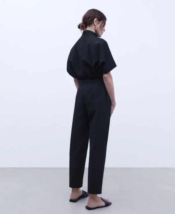 Adolfo Dominguez Pantalones>Pantalon Ancho Tobillero Algodon Etico Negro