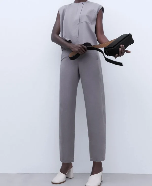 Adolfo Dominguez Pantalones>Pantalon Carrot Fit Gris