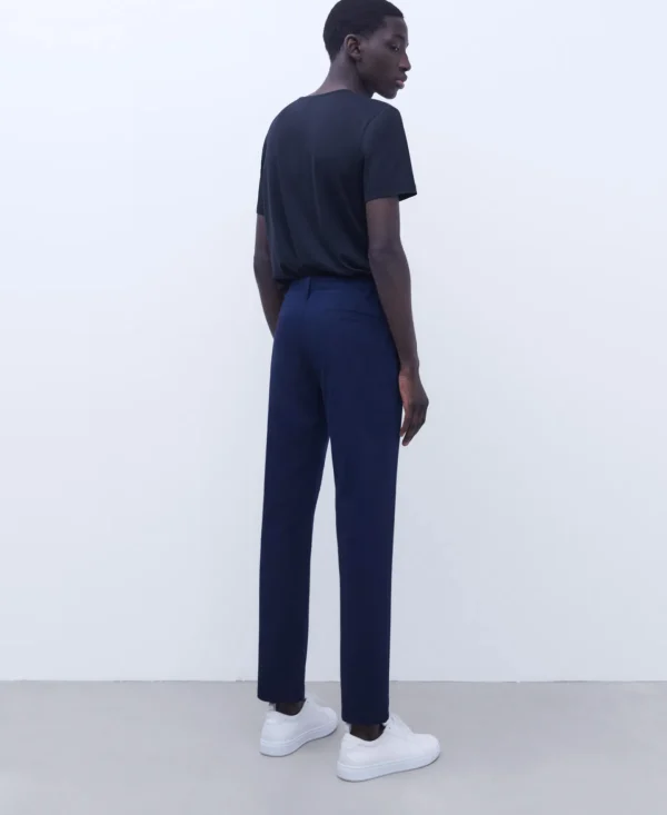 Adolfo Dominguez Pantalones>Pantalon Chino Bolsillo Italiano Azul Marino