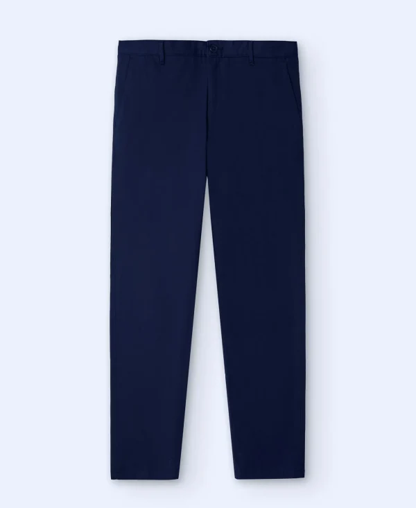 Adolfo Dominguez Pantalones>Pantalon Chino Bolsillo Italiano Azul Marino