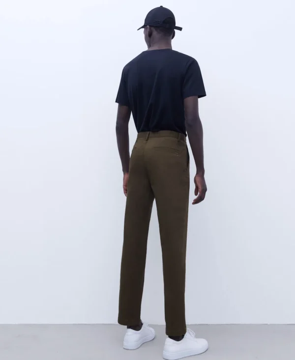 Adolfo Dominguez Pantalones>Pantalon Chino En Twill De Algodon Caqui