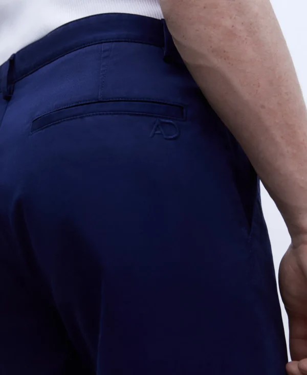 Adolfo Dominguez Pantalones>Pantalon Chino En Twill De Algodon Azul Marino
