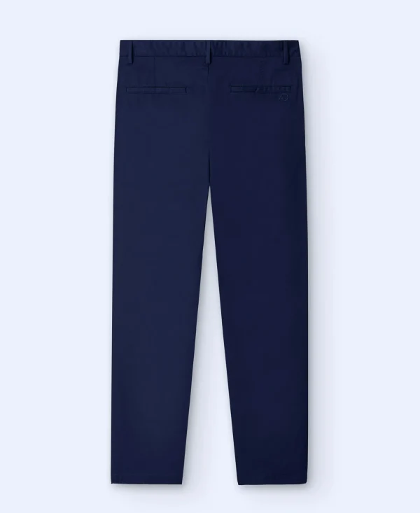 Adolfo Dominguez Pantalones>Pantalon Chino En Twill De Algodon Azul Marino