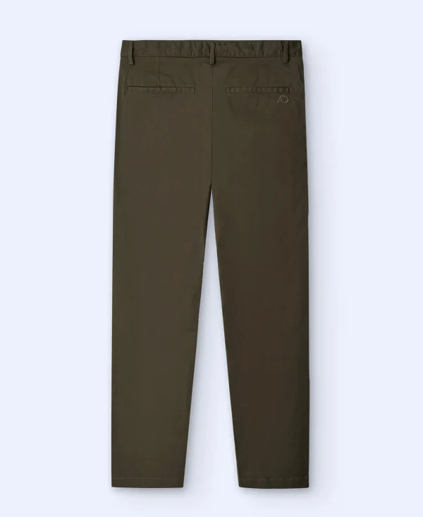 Adolfo Dominguez Pantalones>Pantalon Chino En Twill De Algodon Caqui