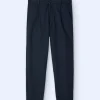 Adolfo Dominguez Pantalones>Pantalon Chino Holgado Con Pinzas Azul Marino