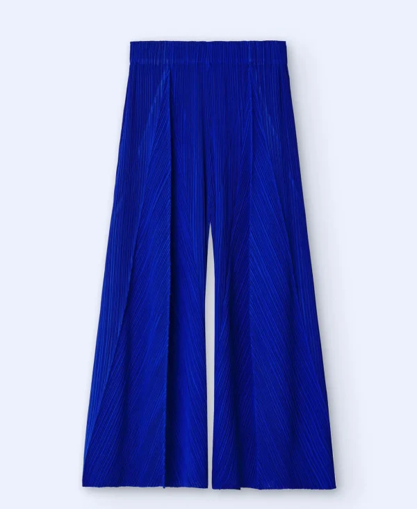 Adolfo Dominguez Pantalones>Pantalon De Crinkle Con Godets Azul Klein