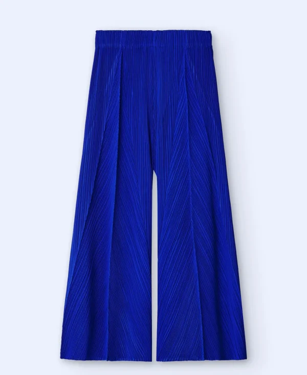 Adolfo Dominguez Pantalones>Pantalon De Crinkle Con Godets Azul Klein