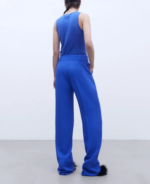 Adolfo Dominguez Pantalones>Pantalon De Pinzas Monocolor Azul