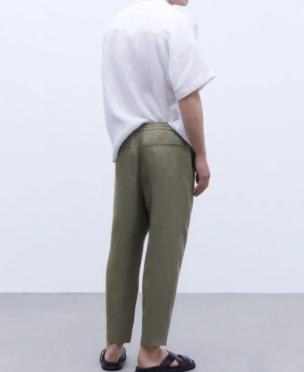 Adolfo Dominguez Pantalones>Pantalon En Lino Europeo Gris/Verde