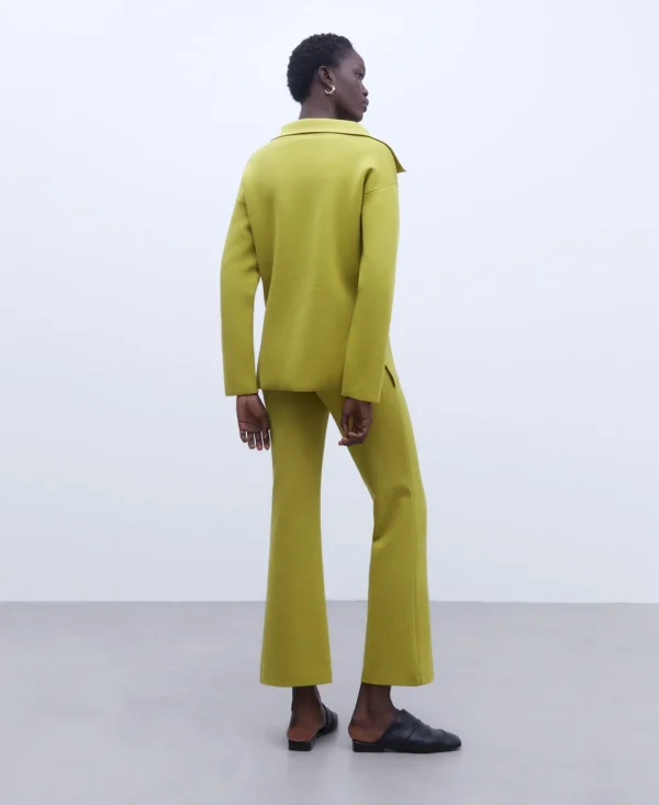 Adolfo Dominguez Pantalones>Pantalon En Punto Roma Verde Pistacho
