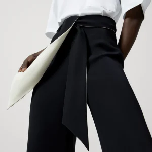 Adolfo Dominguez Pantalones>Pantalon Fluido En Poliester Reciclado Negro