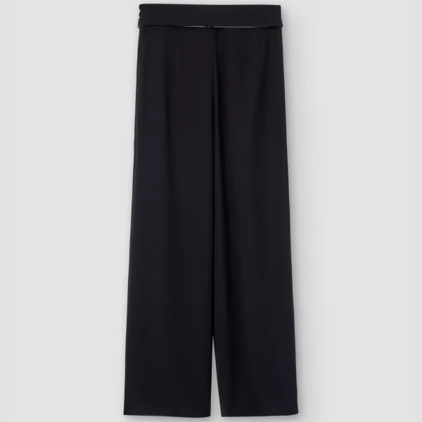 Adolfo Dominguez Pantalones>Pantalon Fluido En Poliester Reciclado Negro