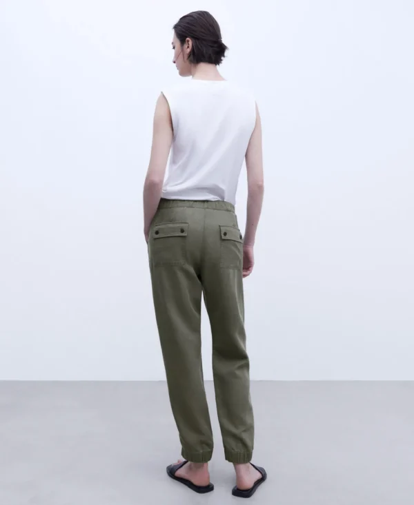 Adolfo Dominguez Pantalones>Pantalon Jogger En Lyocell De Lenzing™ Verde Oscuro
