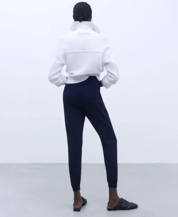 Adolfo Dominguez Pantalones>Pantalon Legging En Punto Azul Oscuro
