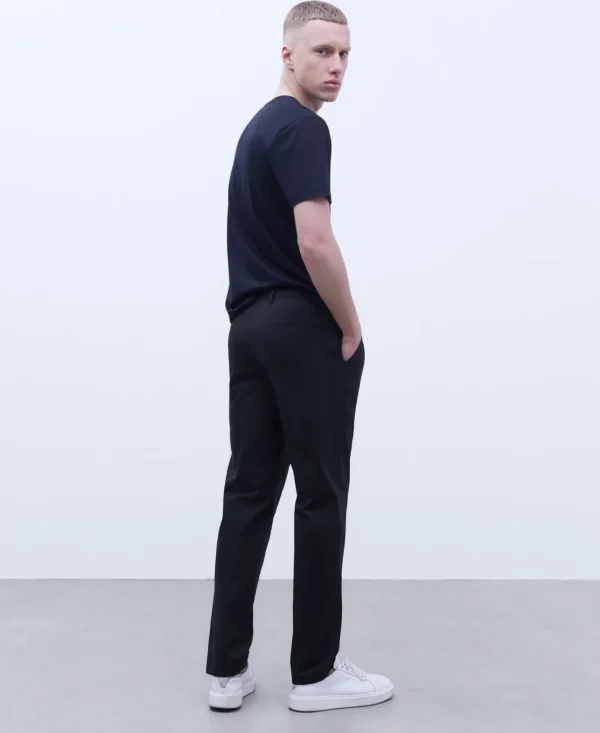 Adolfo Dominguez Pantalones>Pantalon Recto En Popelin De Algodon Negro