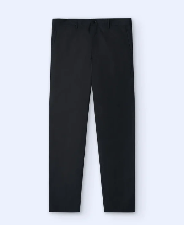 Adolfo Dominguez Pantalones>Pantalon Recto En Popelin De Algodon Negro