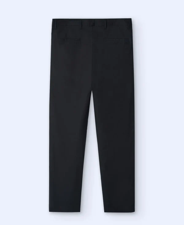 Adolfo Dominguez Pantalones>Pantalon Recto En Popelin De Algodon Negro