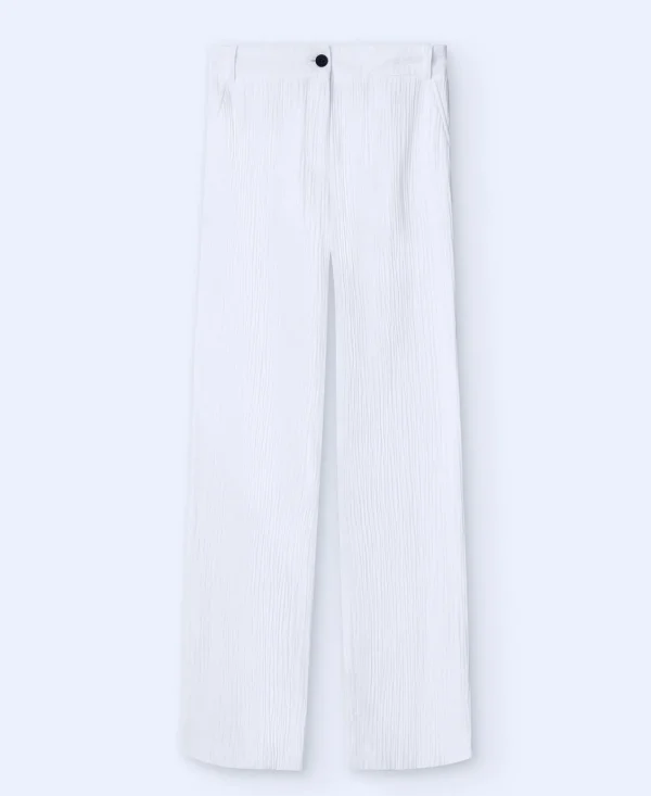 Adolfo Dominguez Pantalones>Pantalon Sastre De Corte Recto Blanco Natural