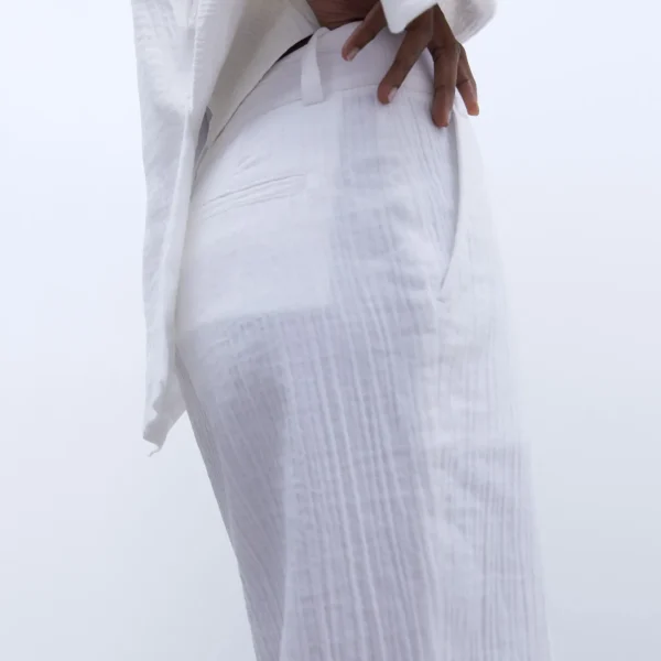 Adolfo Dominguez Pantalones>Pantalon Sastre De Corte Recto Blanco Natural