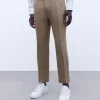 Adolfo Dominguez Pantalones>Pantalon Sastre En Lino Europeo Ocre