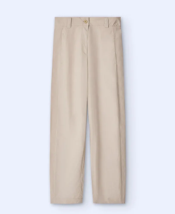 Adolfo Dominguez Pantalones>Pantalon Tiro Alto En Algodon Etico Arena