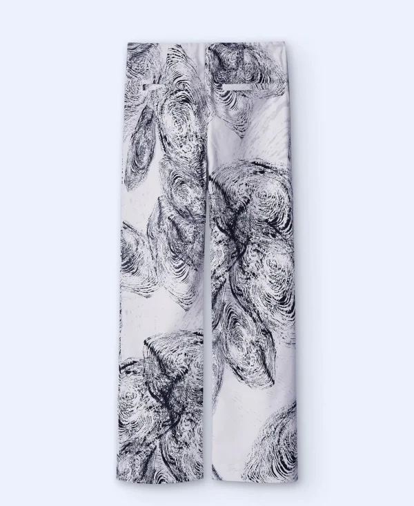 Adolfo Dominguez Pantalones>Pantalon Tobillero Estampado Negro/Crudo