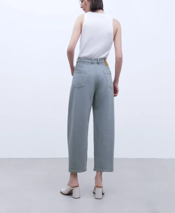Adolfo Dominguez Pantalones>Pantalon Vaquero Banana En Algodon Gris Claro
