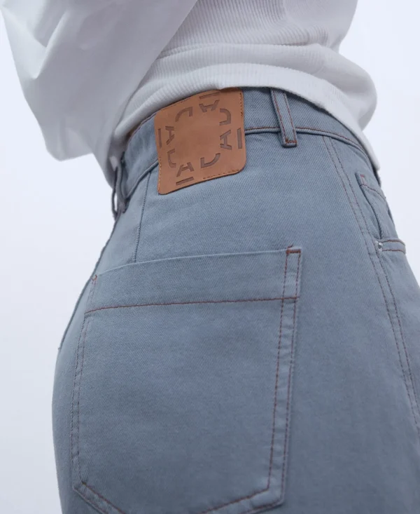 Adolfo Dominguez Pantalones>Pantalon Vaquero Banana En Algodon Gris Claro