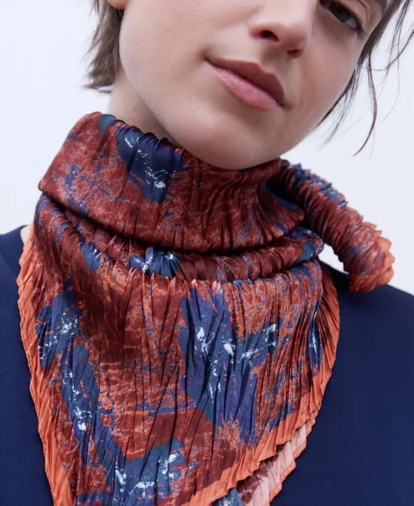 Adolfo Dominguez Foulares>Panuelo Bandana Estampado Naranja