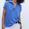 Adolfo Dominguez Camisetas>Polo En Lino Europeo Azulon