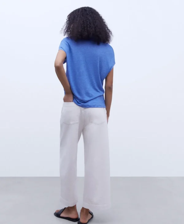 Adolfo Dominguez Camisetas>Polo En Lino Europeo Azulon