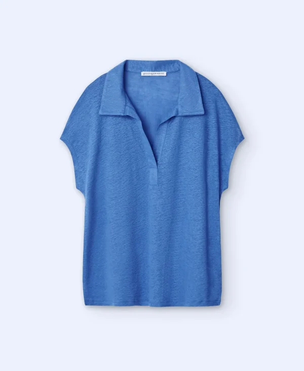 Adolfo Dominguez Camisetas>Polo En Lino Europeo Azulon