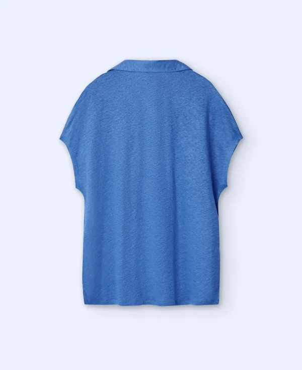 Adolfo Dominguez Camisetas>Polo En Lino Europeo Azulon