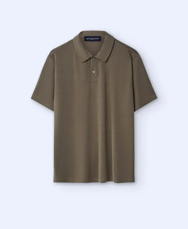 Adolfo Dominguez Camisetas Y Polos>Polo En Modal Dos Botones Caqui