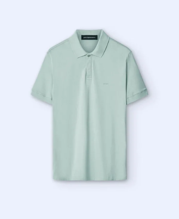 Adolfo Dominguez Camisetas Y Polos>Polo Liso En Algodon Verde Claro