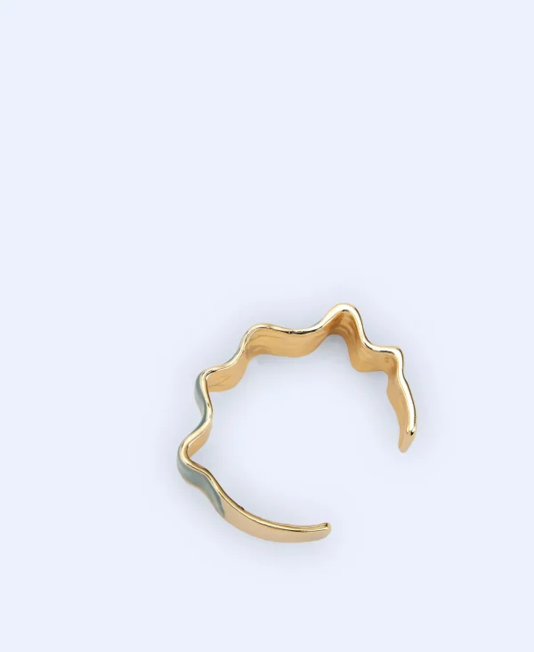 Adolfo Dominguez Bisutería>Pulsera Pliegues En Zinc Y Resina Verde