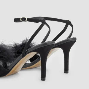 Adolfo Dominguez Zapatos>Sandalia Punta Cuadrada Plumas Negro