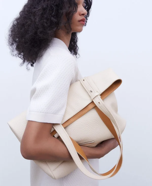 Adolfo Dominguez Bolsos>Shopper En Piel Responsable Crudo
