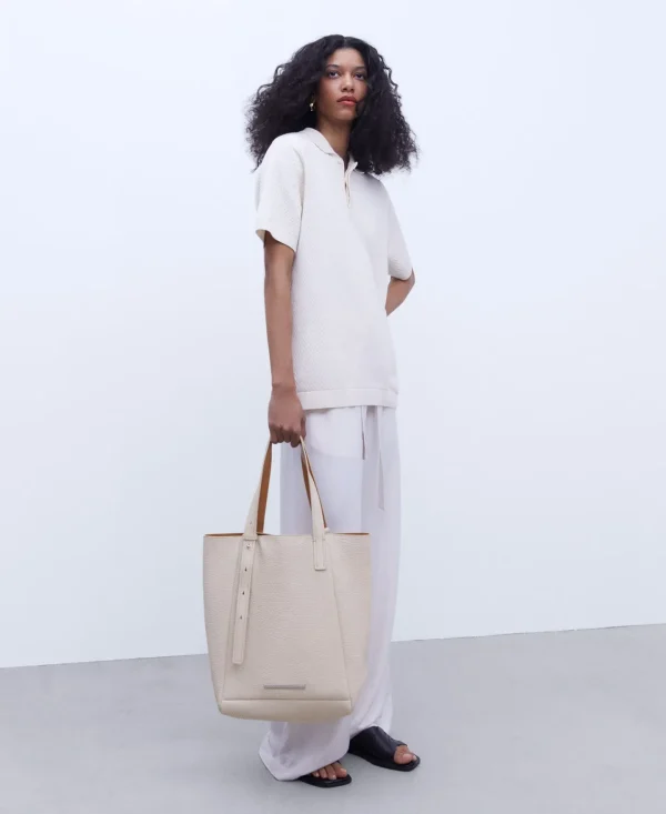 Adolfo Dominguez Bolsos>Shopper En Piel Responsable Crudo
