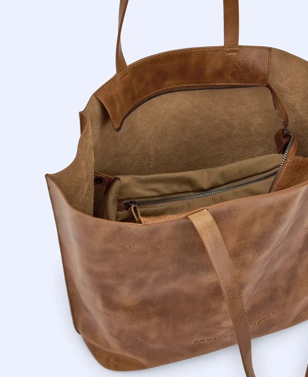 Adolfo Dominguez Bolsos>Shopper Grande En Piel Craquelada Cuero