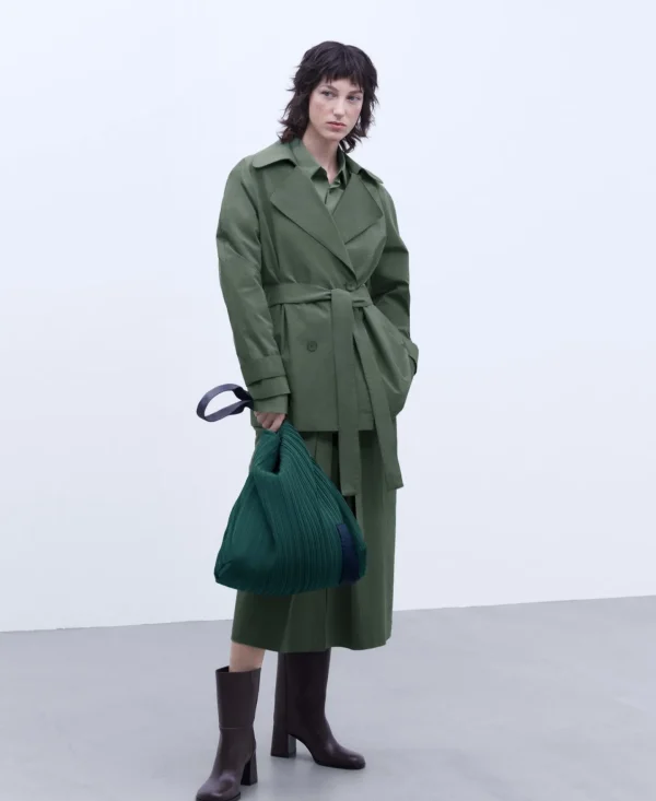 Adolfo Dominguez Bolsos>Shopper Vertical En Crinkle Reciclado Verde
