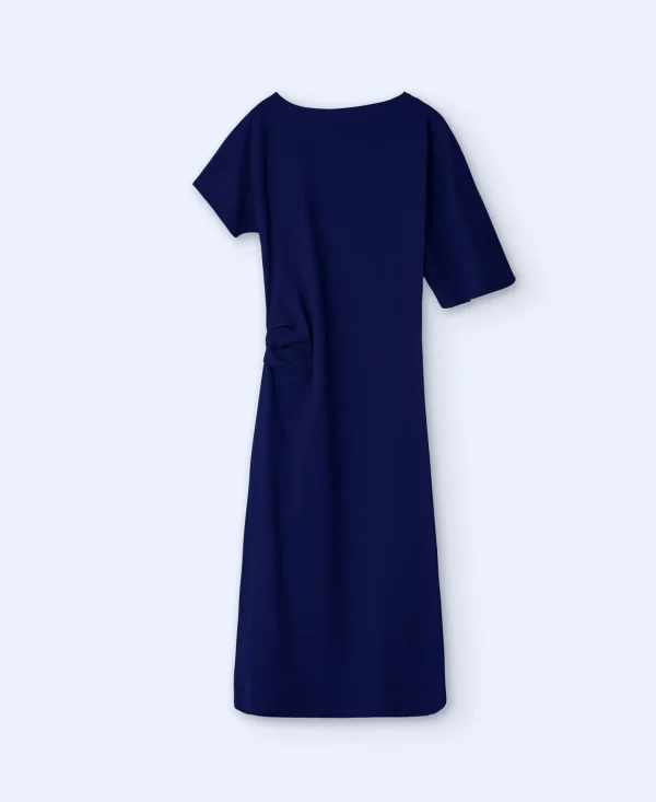 Adolfo Dominguez Vestidos Y Monos>Vestido Asimetrico En Algodon Organico Azul Marino