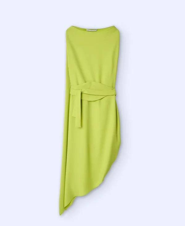 Adolfo Dominguez Vestidos Y Monos>Vestido Asimetrico Monocolor Verde Pistacho