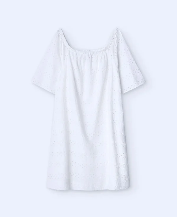 Adolfo Dominguez Vestidos Y Monos>Vestido Bordado Ingles Y Escote Barco Blanco