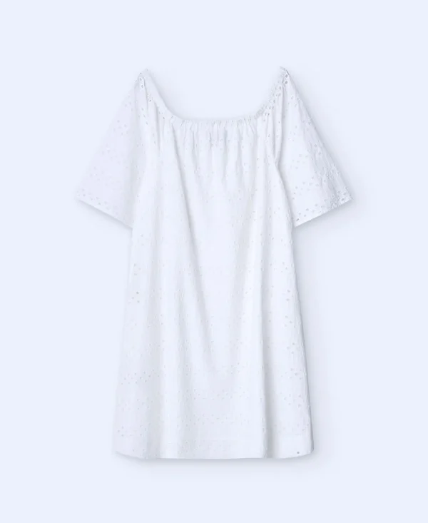 Adolfo Dominguez Vestidos Y Monos>Vestido Bordado Ingles Y Escote Barco Blanco
