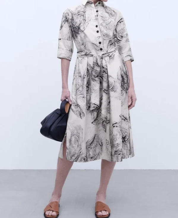 Adolfo Dominguez Vestidos Y Monos>Vestido Camisero Botonadura Vista Crudo/Negro