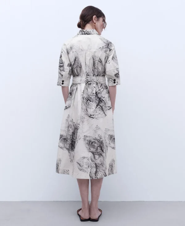 Adolfo Dominguez Vestidos Y Monos>Vestido Camisero Botonadura Vista Crudo/Negro