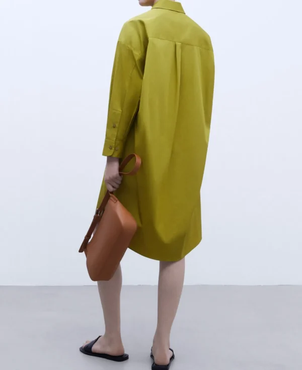 Adolfo Dominguez Vestidos Y Monos>Vestido Camisero En Algodon Verde Pistacho